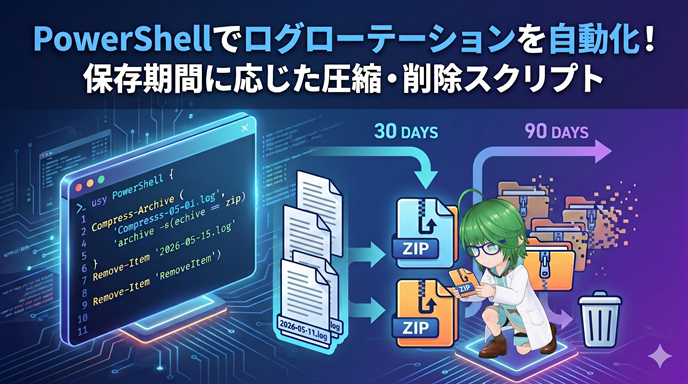 PowerShellでログローテーションを自動化！